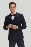 Men's 3 Piece Pinstripe Dark Grey Tuxedo Suit