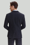 Men's 3 Piece Pinstripe Dark Grey Tuxedo Suit