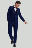 Men's Navy 3-piece Tuxedo One Button Slim Fit Wedding Suits