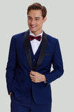 Men's Navy 3-piece Tuxedo One Button Slim Fit Wedding Suits