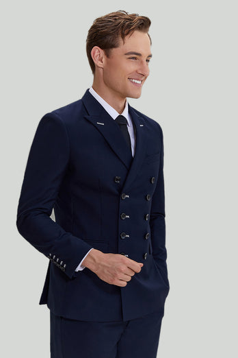 Men's Navy 2 Piece Tuxedo Double Breasted Suit