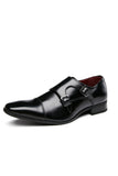 Black Monk Strap Men's Leather Slip-On Dress Shoes