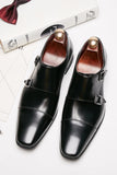 Black Monk Strap Men's Leather Slip-On Dress Shoes