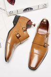 Black Monk Strap Men's Leather Slip-On Dress Shoes