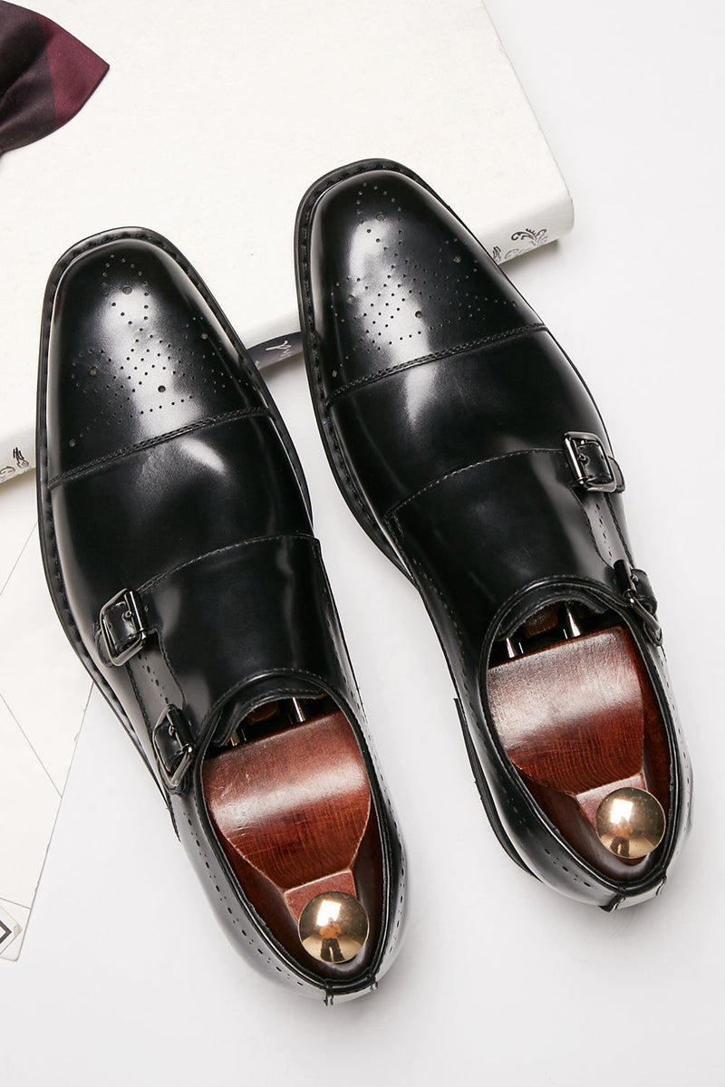Load image into Gallery viewer, Brown Monk Strap Men&#39;s Leather Slip-On Dress Shoes