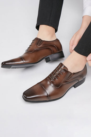 Black Lace-Up Men's Leather Slip-On Formal Shoes