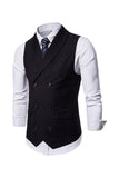 Black Double Breasted Shawl Lapel Men's Suit Vest