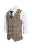 Brown Pinstripe Double Breasted Shawl Lapel Men's Suit Vest