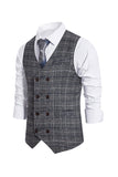 Brown Pinstripe Double Breasted Shawl Lapel Men's Suit Vest