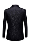 Black Jacquard Shawl Lapel Men's 2 Pieces Suits