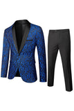 Black Jacquard Shawl Lapel Men's 2 Pieces Suits