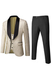 White Jacquard Men's 3 Pieces Prom Suits