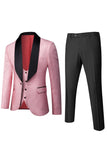 White Jacquard Men's 3 Pieces Prom Suits