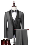 Grey Shawl Lapel Men's 3 Pieces Suits