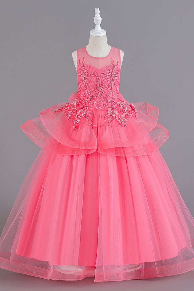 Load image into Gallery viewer, Tulle Blush Flower Girl Dress with Appliques