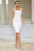 Load image into Gallery viewer, Bodycon White Cocktail Dress with Lace-up