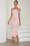 Blush Pink Strapless Mermaid Cocktail Dress