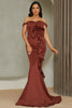 Load image into Gallery viewer, Mermaid Red Off the Shoulder Long Prom Dress With Ruffles