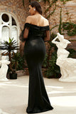 Black Off the Shoulder Mermaid Long Prom Dress