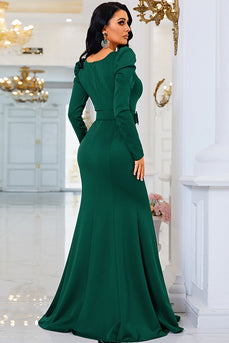 Dark Green Mermaid Mother of the Bride Dress with Slit