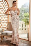 Sequins Sheath Blush Sparkly Prom Dress