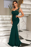 One Shoulder Mermaid Green Prom Dress