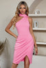 Load image into Gallery viewer, Blush Halter Ruched Cocktail Dress