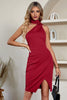 Load image into Gallery viewer, Blush Halter Ruched Cocktail Dress