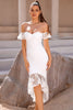Load image into Gallery viewer, Off the Shoulder High Low White Lace Cocktail Dress