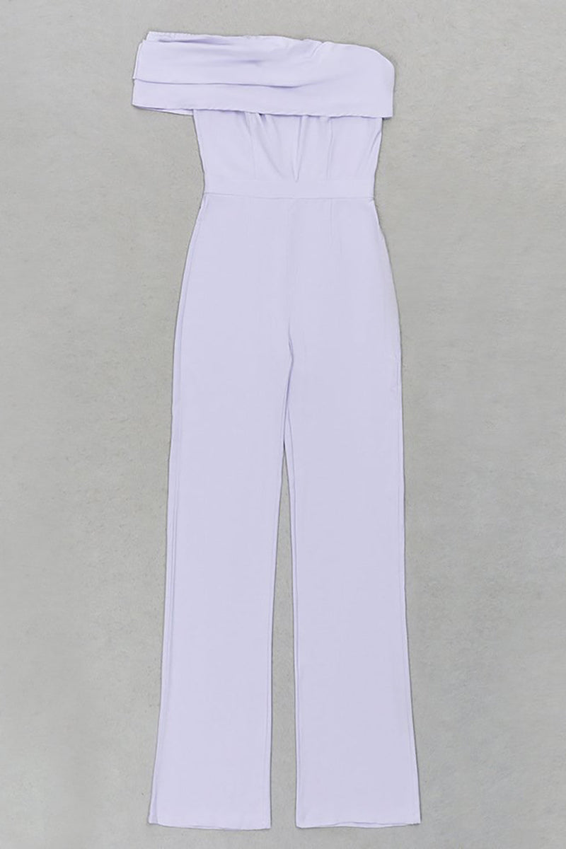 Load image into Gallery viewer, Lavender Off the Shoulder Prom Jumpsuits