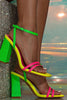 Load image into Gallery viewer, Color Contrast Ankle Strap Chunky Heels
