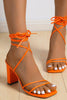 Load image into Gallery viewer, Orange Strappy Block Heeled Sandal
