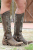 Load image into Gallery viewer, Blue Embroidered Cowgirl Boho Mid Calf Boots