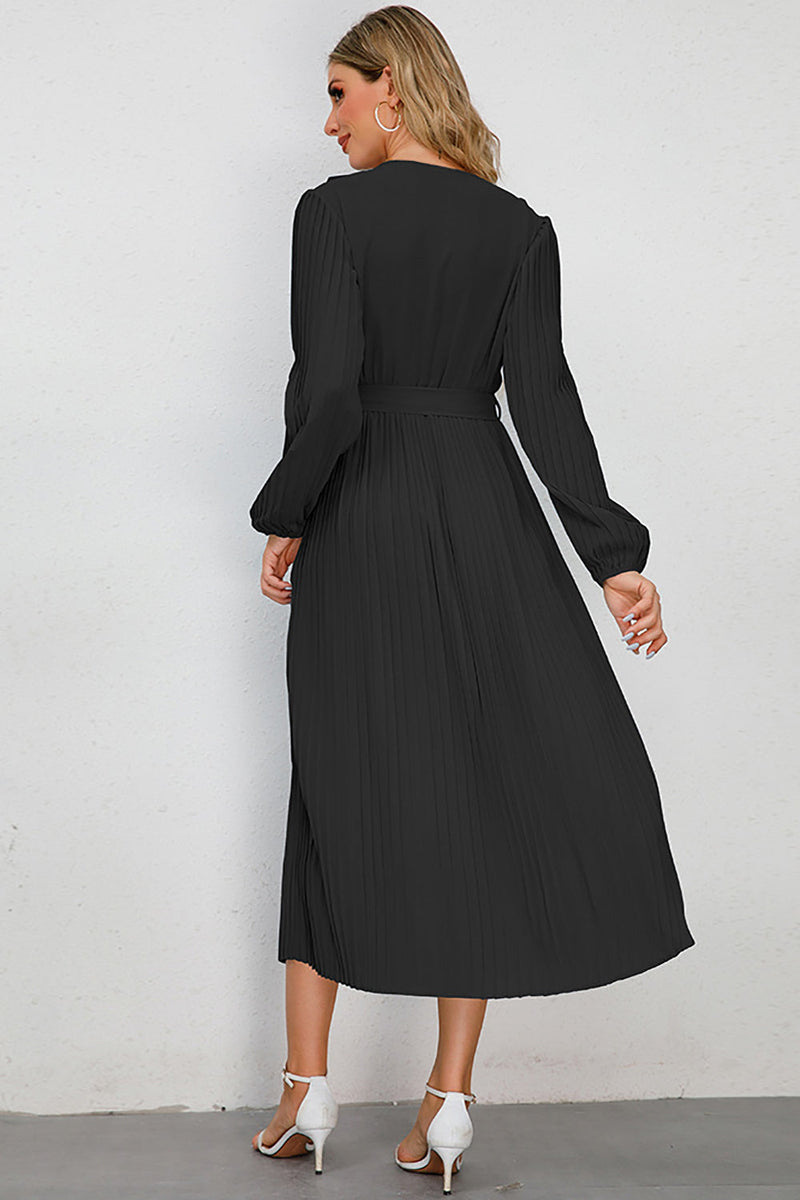 Load image into Gallery viewer, Long Sleeves Black Casual Dress with Ruffles