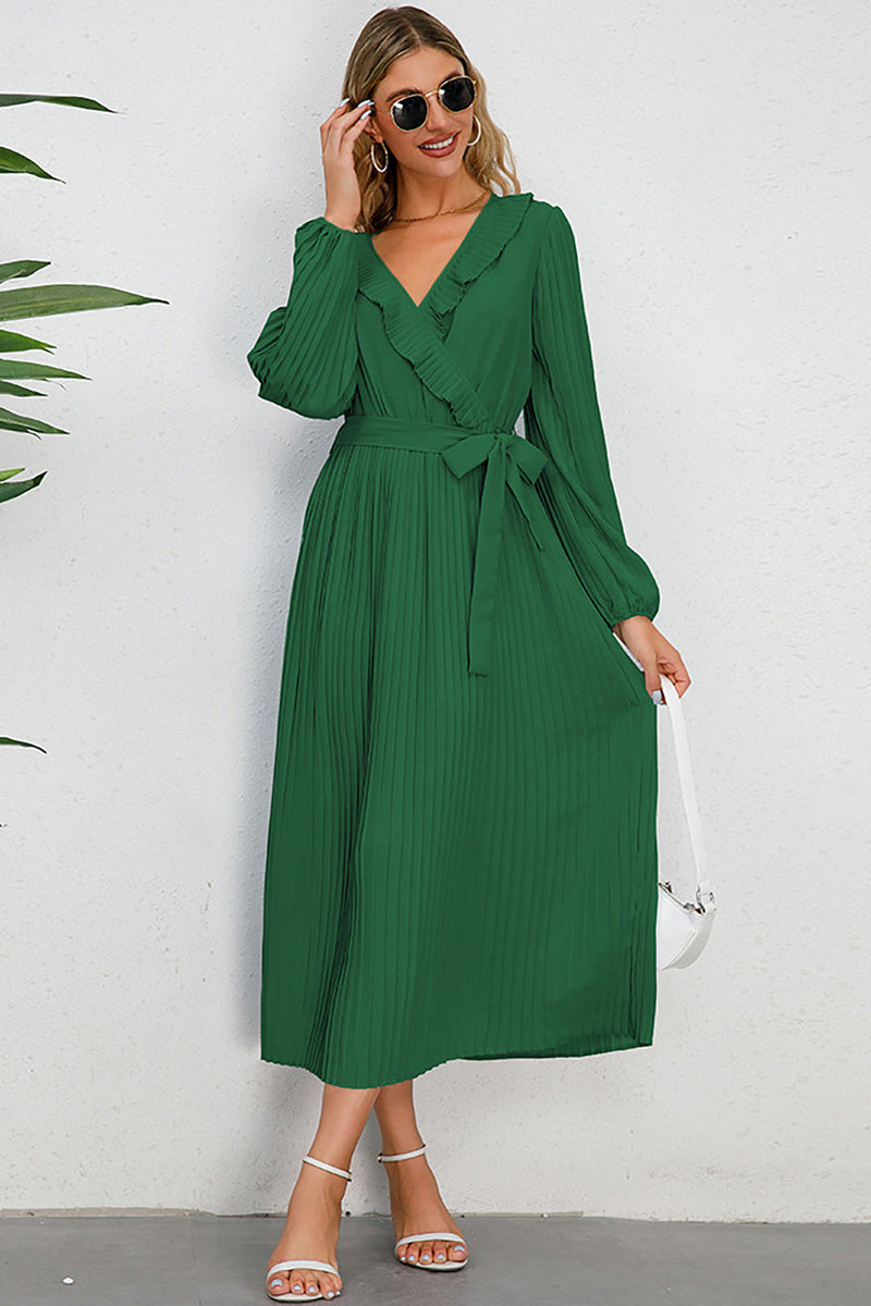 Load image into Gallery viewer, Long Sleeves Black Casual Dress with Ruffles
