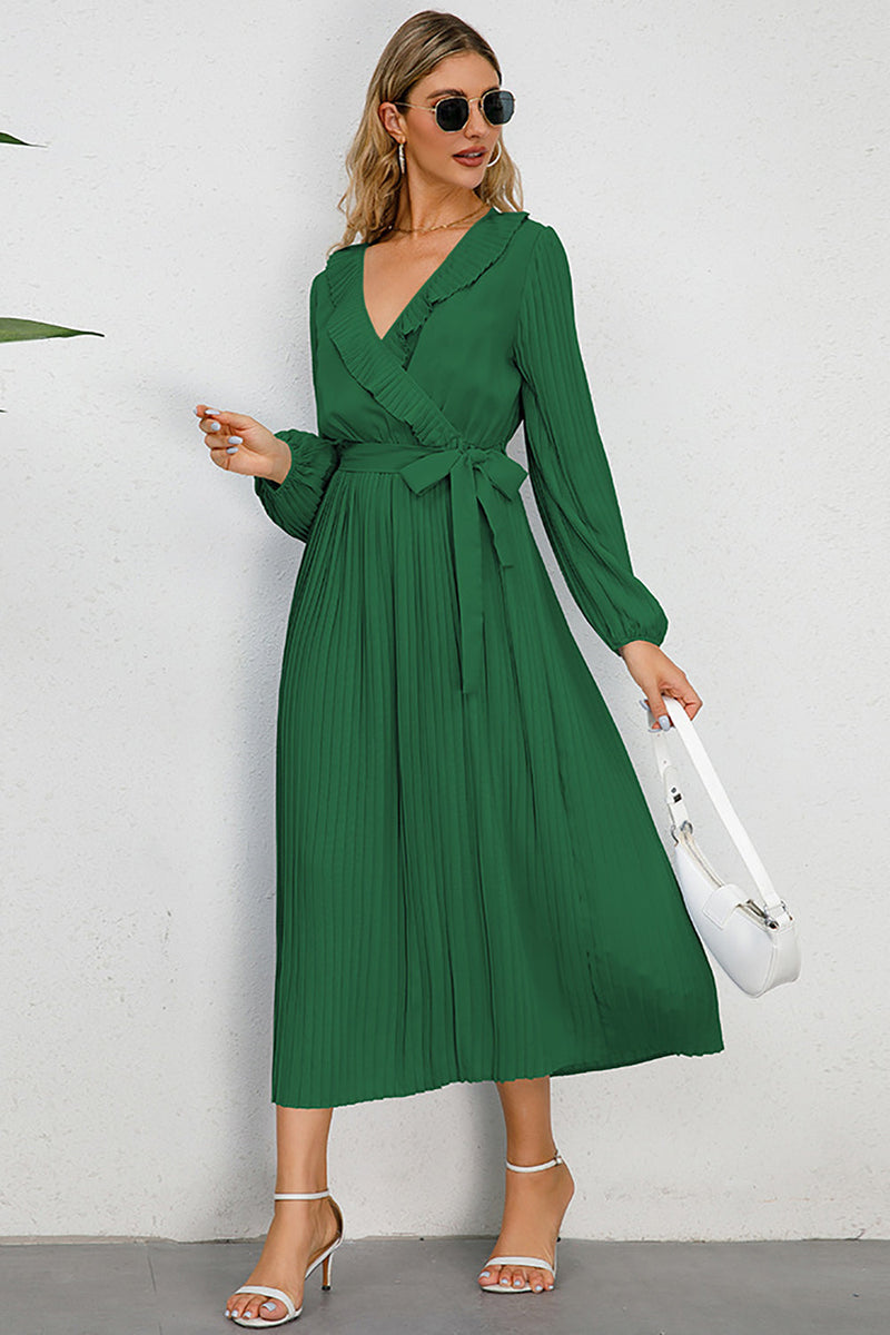 Load image into Gallery viewer, Long Sleeves Black Casual Dress with Ruffles