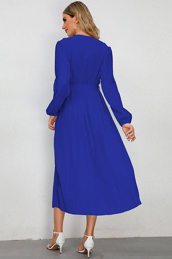 Long Sleeves Black Casual Dress with Ruffles