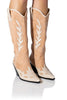 Load image into Gallery viewer, Camel Pointed Toe Chunky Heel High Cowboy Boots
