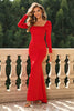 Load image into Gallery viewer, Square Neck Red Corset Formal Dress with Long Sleeves