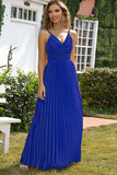 A-Line Spaghetti Straps Royal Blue Formal Dress