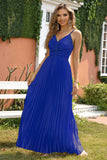 A-Line Spaghetti Straps Royal Blue Formal Dress