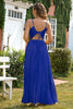 Load image into Gallery viewer, A-Line Spaghetti Straps Royal Blue Formal Dress