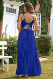 A-Line Spaghetti Straps Royal Blue Formal Dress