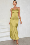 Spaghetti Straps Light Yellow Formal Dress