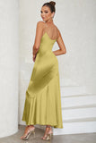 Spaghetti Straps Light Yellow Formal Dress