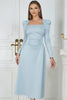 Load image into Gallery viewer, Long Sleeves Sky Blue Formal Dress with Ruffles