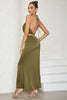 Load image into Gallery viewer, Mermaid Halter Backless Olive Party Dress