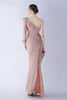 Load image into Gallery viewer, Mermaid One Shoulder Sequin Formal Dress With Feathers