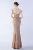 Load image into Gallery viewer, Mermaid Spaghetti Straps Sequin Formal Evening Dress With Feathers