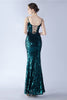 Load image into Gallery viewer, Burgundy Spaghetti Straps V-neck Sequin Sheath Formal Dress with Slit